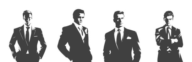 set of silhouettes of business men characters, generated ai vector