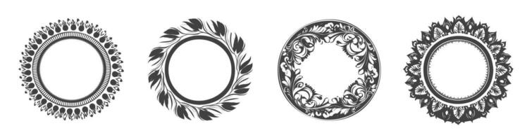 black round frame design set, vector