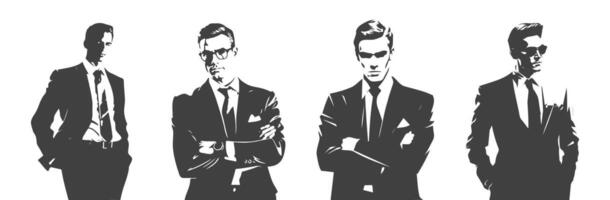 set of silhouettes of business men characters, generated ai vector