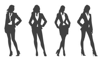 set of business woman style character silhouettes vector