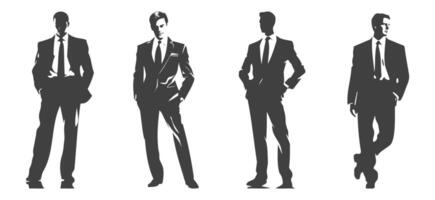 set of silhouettes of business men characters, generated ai vector