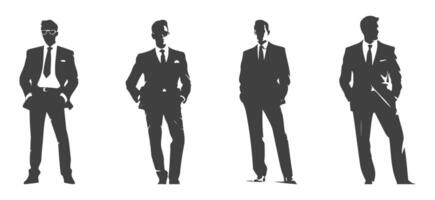 set of silhouettes of business men characters, generated ai vector