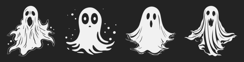 Halloween ghost set, black and white design' generated ai vector