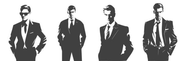 set of silhouettes of business men characters, generated ai vector