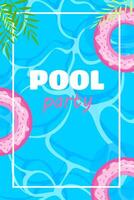 Summer pool party invitation flyer design. Inflatable ring. Pool party poster template. vector