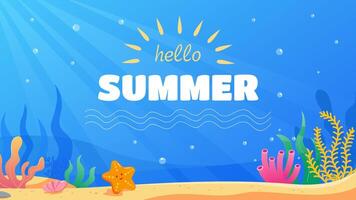 hello summer on sea background vector