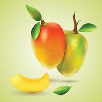 Fresco Rey de frutas mango con rebanada antecedentes vector
