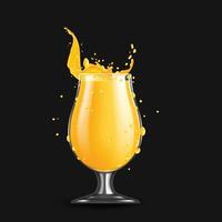 mango jugo, chapoteo con vaso oscuro antecedentes vector