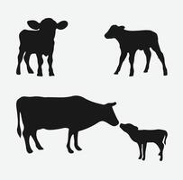 Graceful Silhouettes, A Collection of Baby Cow Shadows vector