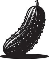 Cucumber, fruit silhouette, black color silhouette vector