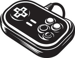 Retro joystick or gamepad, black color silhouette vector