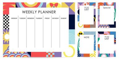 cute weekly planner background with geometric. illustration for kid and baby.Editable element vector