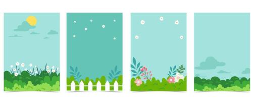 Collection of natural background set with garden.Editable illustration for vertical design vector