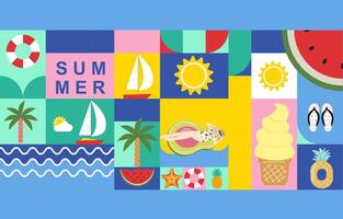 summer background with geometric style.illustration for a4 horizontal design vector