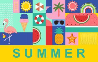 summer background with geometric style.illustration for a4 horizontal design vector