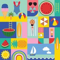 summer background with geometric style.illustration for square seamless pattern design vector