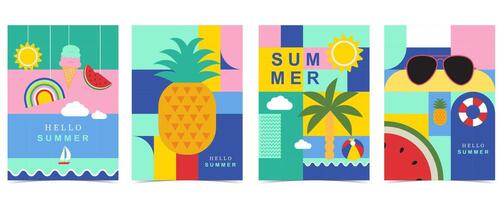 summer background with geometric style.illustration for a4 vertical design vector