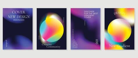 Abstract gradient poster background set. Minimalist style cover template with vibrant perspective 3d geometric prism shapes collection. Ideal design for social media, cover, banner, flyer. vector