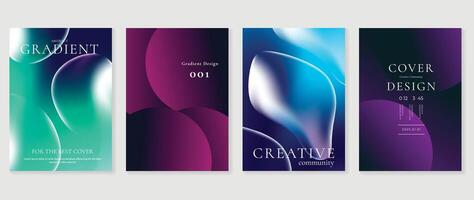 Abstract gradient poster background set. Minimalist style cover template with vibrant perspective 3d geometric prism shapes collection. Ideal design for social media, cover, banner, flyer. vector