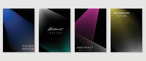 Abstract gradient poster background set. Minimalist style cover template with vibrant perspective 3d geometric prism shapes collection. Ideal design for social media, cover, banner, flyer. vector