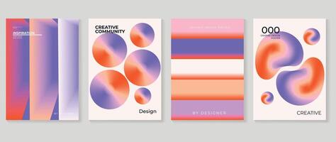 Abstract gradient poster background set. Minimalist style cover template with vibrant perspective 3d geometric prism shapes collection. Ideal design for social media, cover, banner, flyer. vector