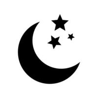Crescent moon with stars icon on white background. Night icon. Crescent moon icon. Minimalist style. vector