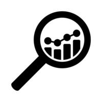 Analytic icons - magnifying glasses with bar chart icons, analysis icon. vector