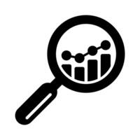 Analytic icons - magnifying glasses with bar chart icons, analysis icon. vector