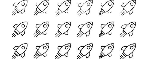 Rocket icon. Simple outline rocket signs set. Rocket launched icon. vector