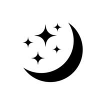 Crescent moon with stars icon on white background. Night icon. Crescent moon icon. Minimalist style. vector