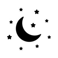 Crescent moon with stars icon on white background. Night icon. Crescent moon icon. Minimalist style. vector