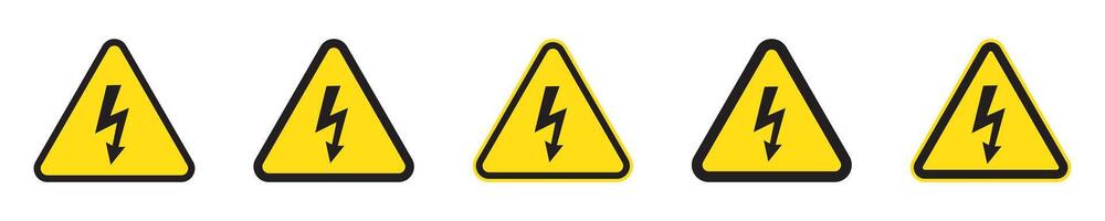 High voltage sign with lightning vector