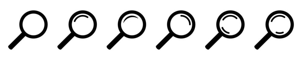 Search icon. Magnifying glass icon, magnifier or loupe sign. vector