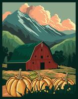 Agriculture farm barn poster design template vector