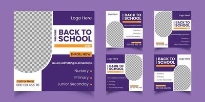 Back to school social media post vector