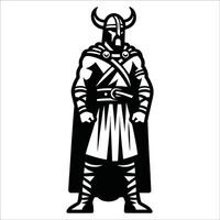 Viking Warrior illustration in black and white vector