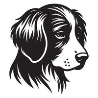 A Sad Brittany Spaniel dog face illustration in black and white vector