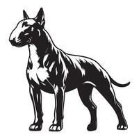 Bull Terrier Standing Pose illustration in black and white vector