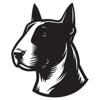 A Stern Bull Terrier Dog Face illustration in black and white vector