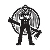 a lumberjack Crossed Arms illustration in black and white vector