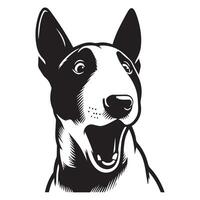 A Surprised Bull Terrier Dog Face illustration in black and white vector