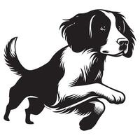 enfocado Bretaña spaniel ilustración en negro y blanco vector