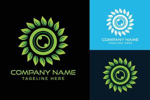 A nature inspired camera logo design illustration vector