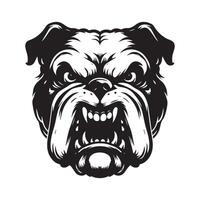 An Angry bulldog face illustration in black and white vector