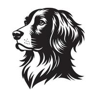 A Dignified Brittany Spaniel dog face illustration in black and white vector