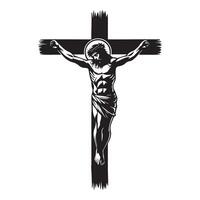 Lord Jesus Crucifixion illustration in black and white vector