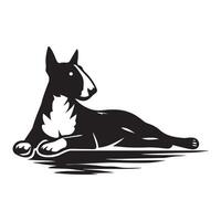 Relaxing Bull Terrier illustration in black and white vector