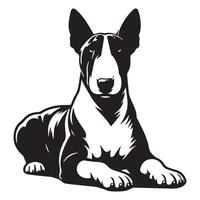 perro clipart - un toro terrier acostado abajo ilustración vector