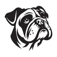 A Thoughtful English bulldog face illustration in black and white vector