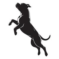 americano Staffordshire terrier saltando con alegría ilustración en negro y blanco vector